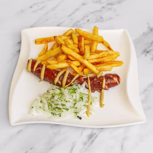 Käsekrainer mit Pommes frites