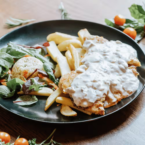 Hühnerfilet in geräucherte Käsesauce