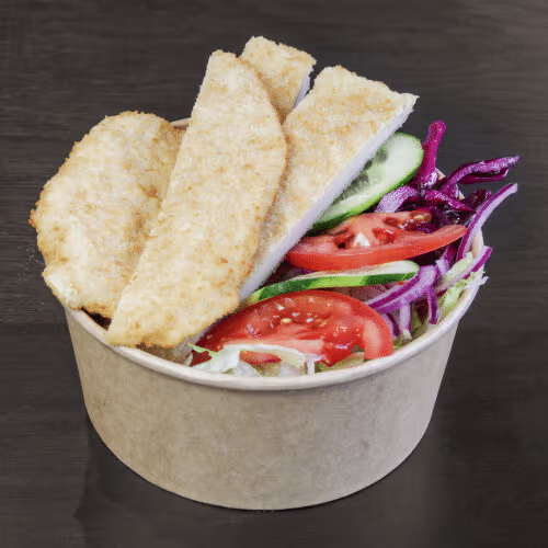 Schnitzel Bowl mit Reis