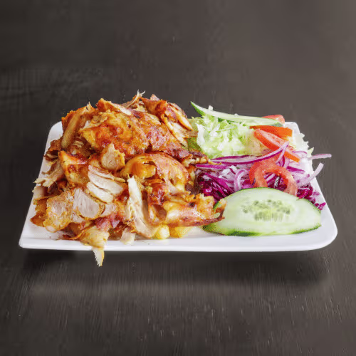 Hühner-Teller mit Pommes frites