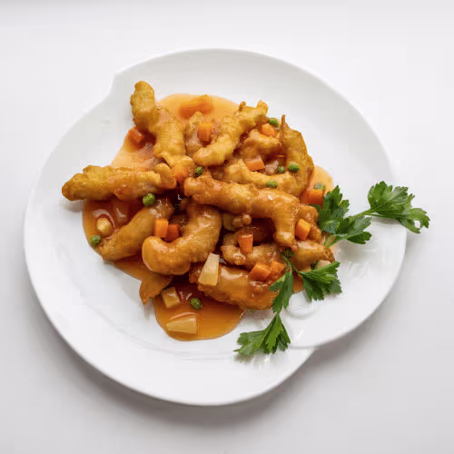 Hühnerfleisch mit Süß-Sauer-Sauce