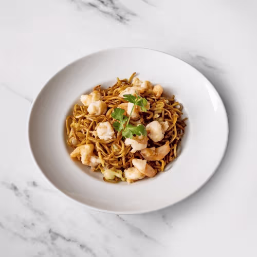 Gebratene Nudeln mit Shrimps