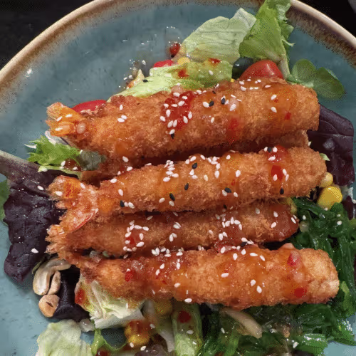 V19 Tempura Garnelen Salat