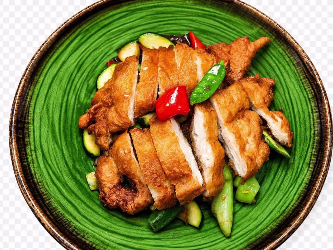 H4   Wok Gemüse mit knuspriger Hühnerfilet