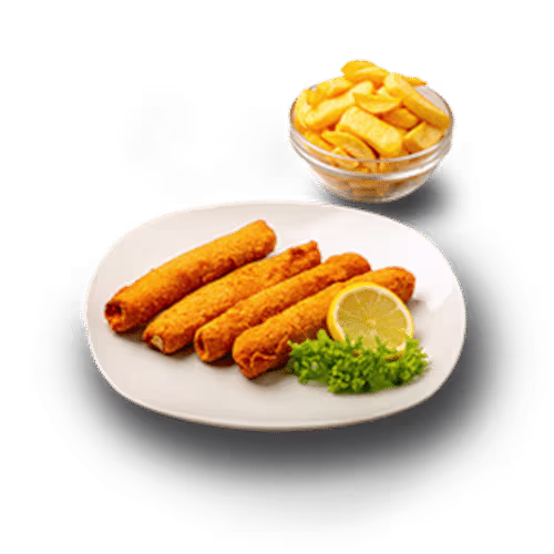 Panierte Schinken-Käse-Röllchen (4 Stück)