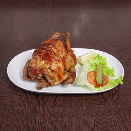 1/2 Grillhuhn mit Beilage nach Wahl