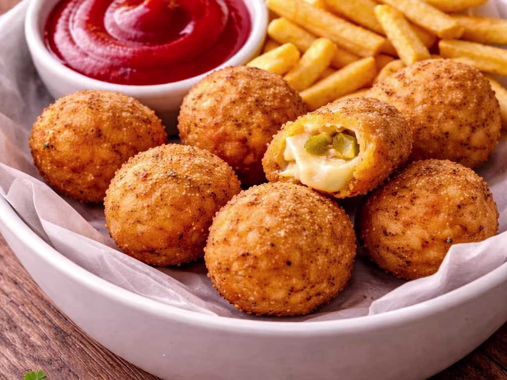 Chili Cheese Nuggets mit Hausfritten