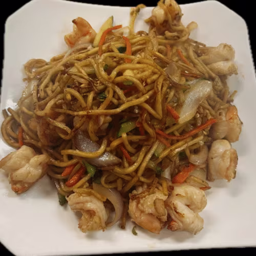 Gebratene Nudeln mit Garnelen