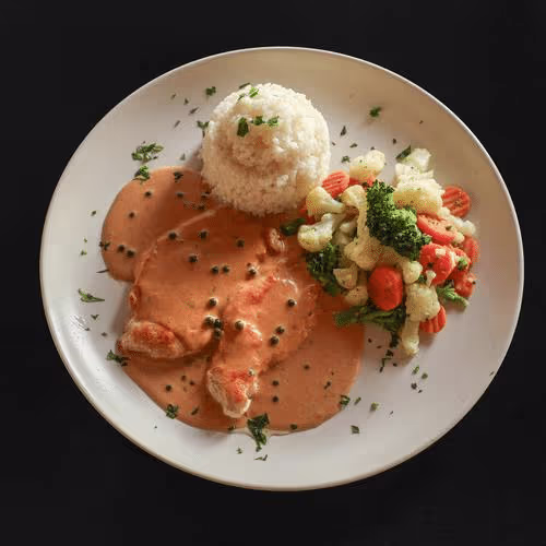 Gebratene Hühnerbrust mit Pfeffer-Rahm Sauce