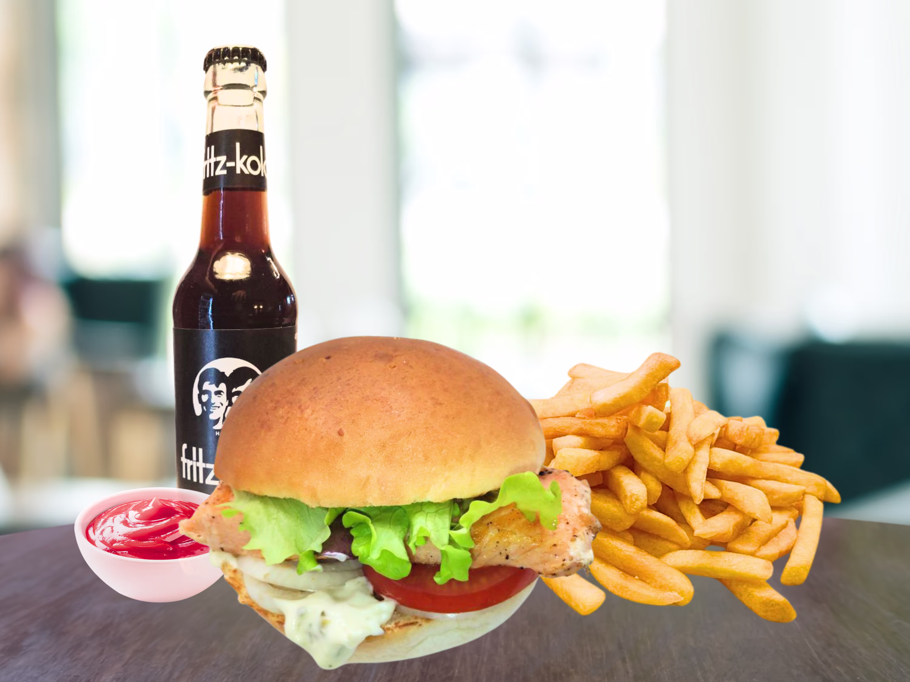Wildlachsburger Menü