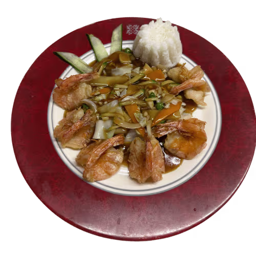 Gegrillte Garnelen Chop Suey