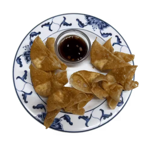 Gebackene Wan-Tan (6 Stück mit Hühnerfleisch gefüllt))