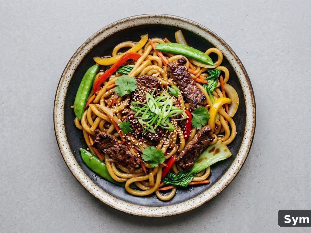 Gebraten Udon Nudeln mit Beef