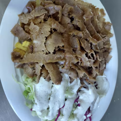 Kebap teller mit Döner, Reis und Brot
