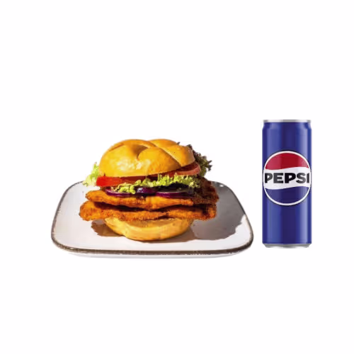 Hühnerschnitzel Semmel und Pepsi 0.33l