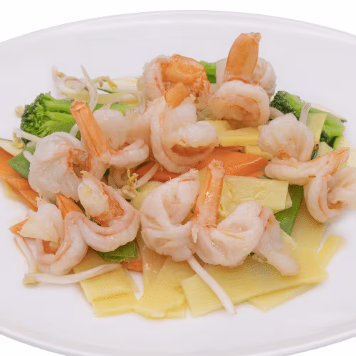 Garnelen mit Wokgemüse und Reis