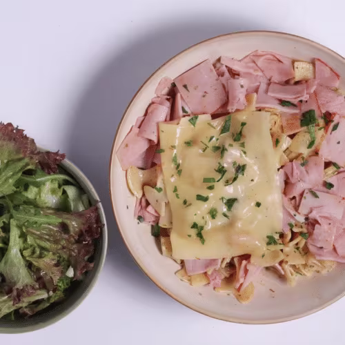 Überbackene Schinkenrahmfleckerl