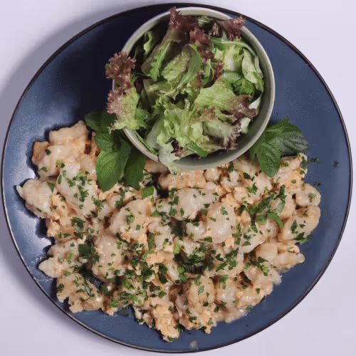Eiernockerl mit grünem Salat