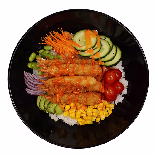 Garnelen Bowl mit Sweet-Chili-Sauce