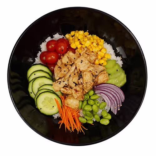 Hühnerfleisch Bowl mit Teriyaki-Sauce
