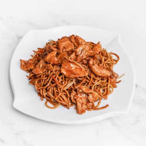 Gebratene Nudeln mit Hühnerfleisch