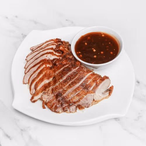 Ente mit Sojasprossen und Knoblauchsauce