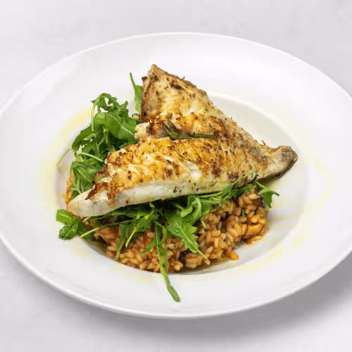 Risotto alle Verdure con Branzino