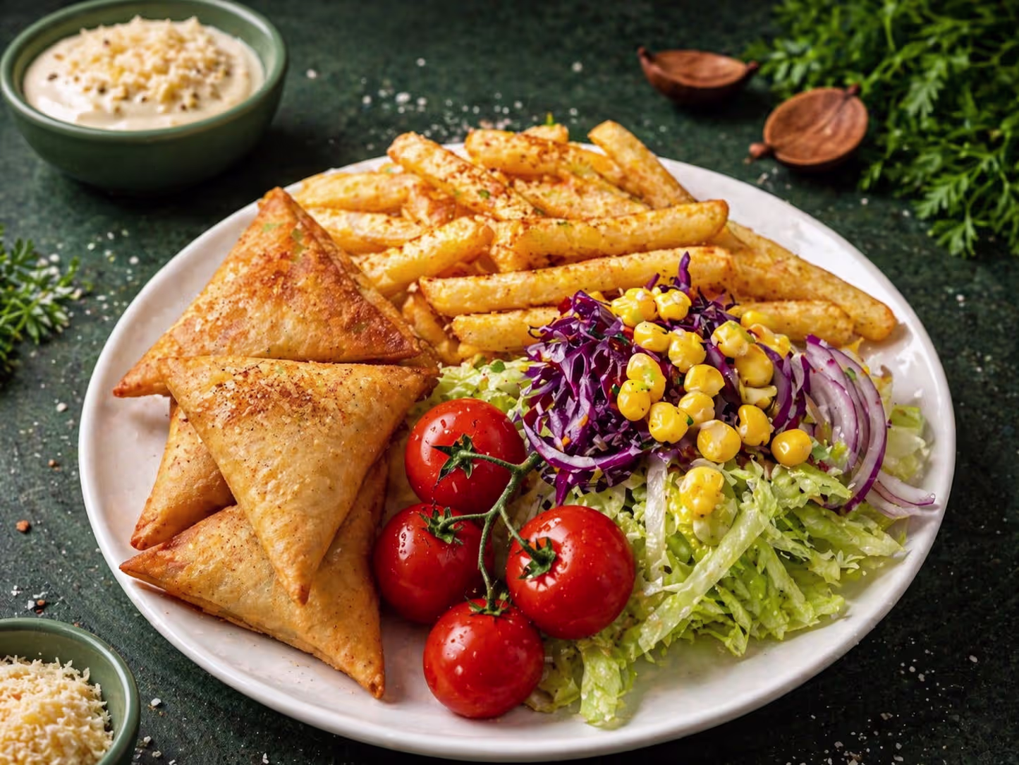 Chicken-Sambosa Teller