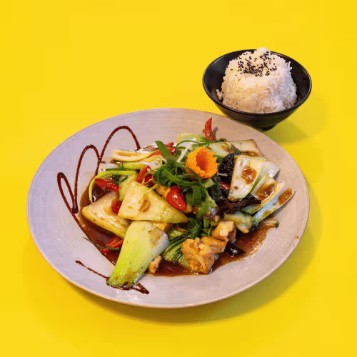 Cải Thìa: Reis mit Tofu und Pak Choi