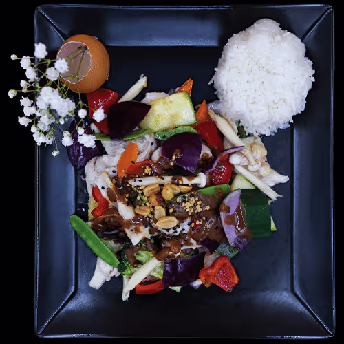 Nutty Sesam Garnelen mit Reis