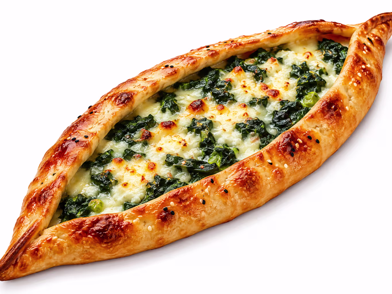 Pide mit Spinat und Hirtenkäse