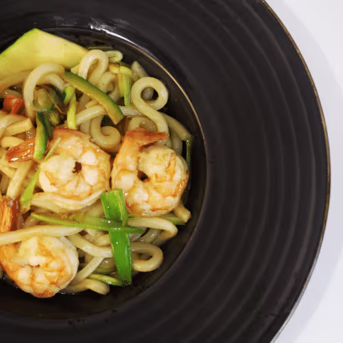 Udon mit Tiger Garnelen & Gemüse