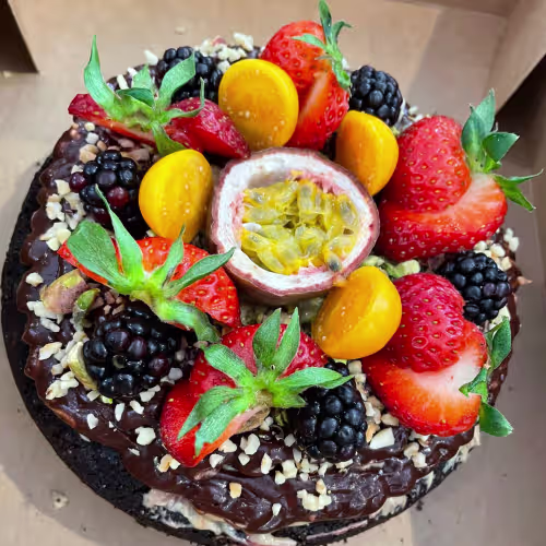 Glutenfreier Früchte-Schokokuchen
