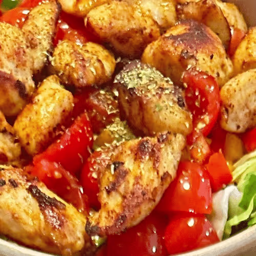 Chicken Salat mit Pizzastangerl