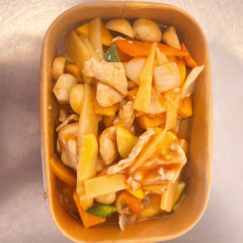 H54 Gebratenes Huhn mit Mango und Gemüse