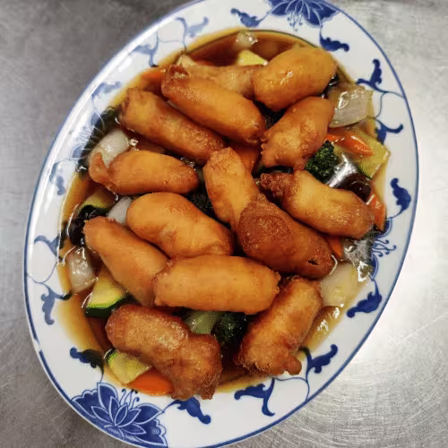Gebackener Fisch mit Wokgemüse