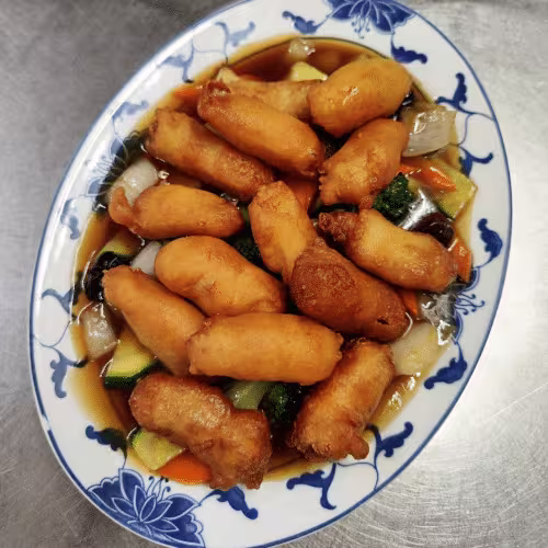 Gebackener Fisch nach Szechuan Art (scharf)