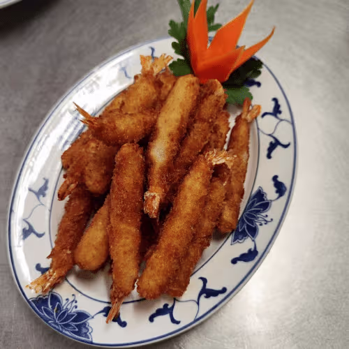 Gebackene Garnelen mit Sauce