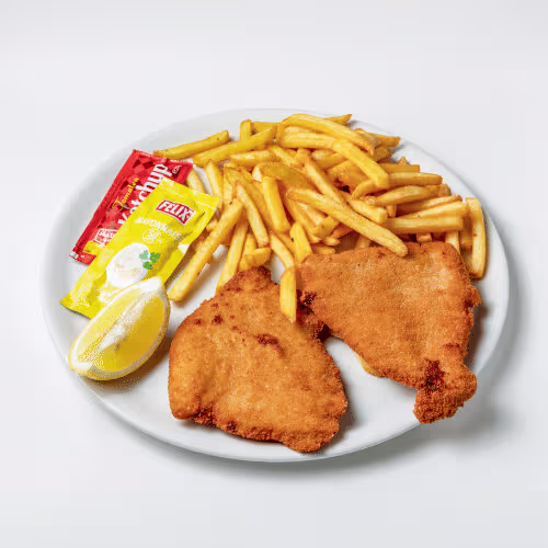 Hühnerschnitzel mit Pommes frites