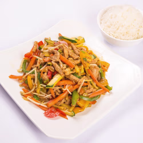 Wok Schweinefleisch (groß, scharf)