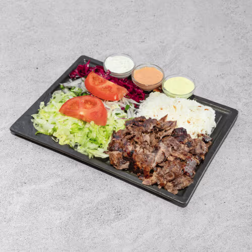 Beef Kebap Teller mit Reis