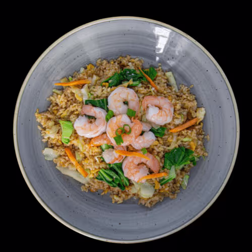 Eierreis-Box mit Shrimps