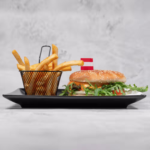 Hamburger mit Pommes frites