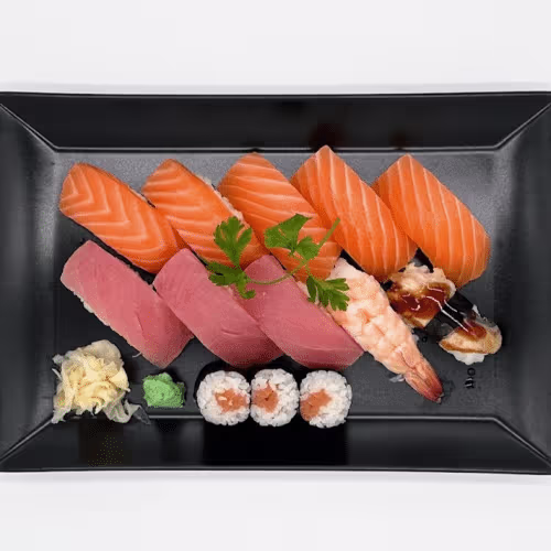 Sushi Set (klein) mit Lachs Thunfisch, Aal und Shrimps