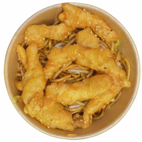 Gebratene Nudeln mit Sesam-Hähnchen Süß-Sauer Deligh