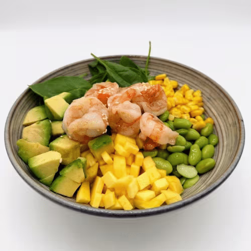 Poke Bowl mit gegrillten Shrimps
