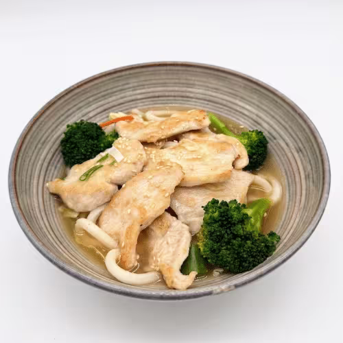 Udon Nudelsuppen mit Huhn (scharf)