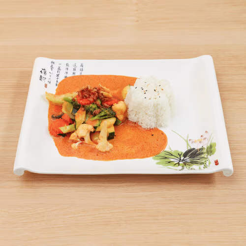 Gemüse mit rotem Curry (scharf)