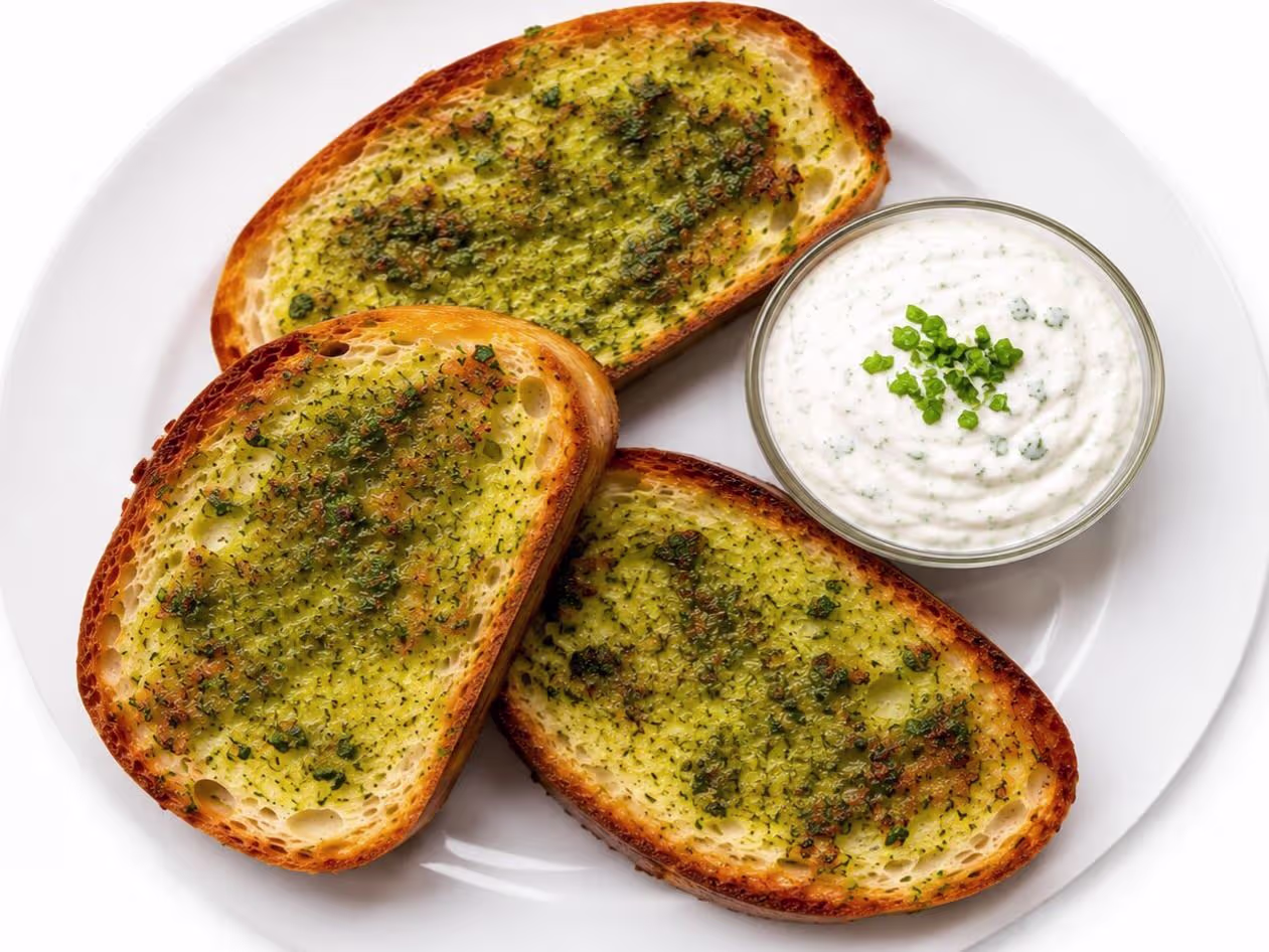 Kräuterbrot mit Sauerrahmdip