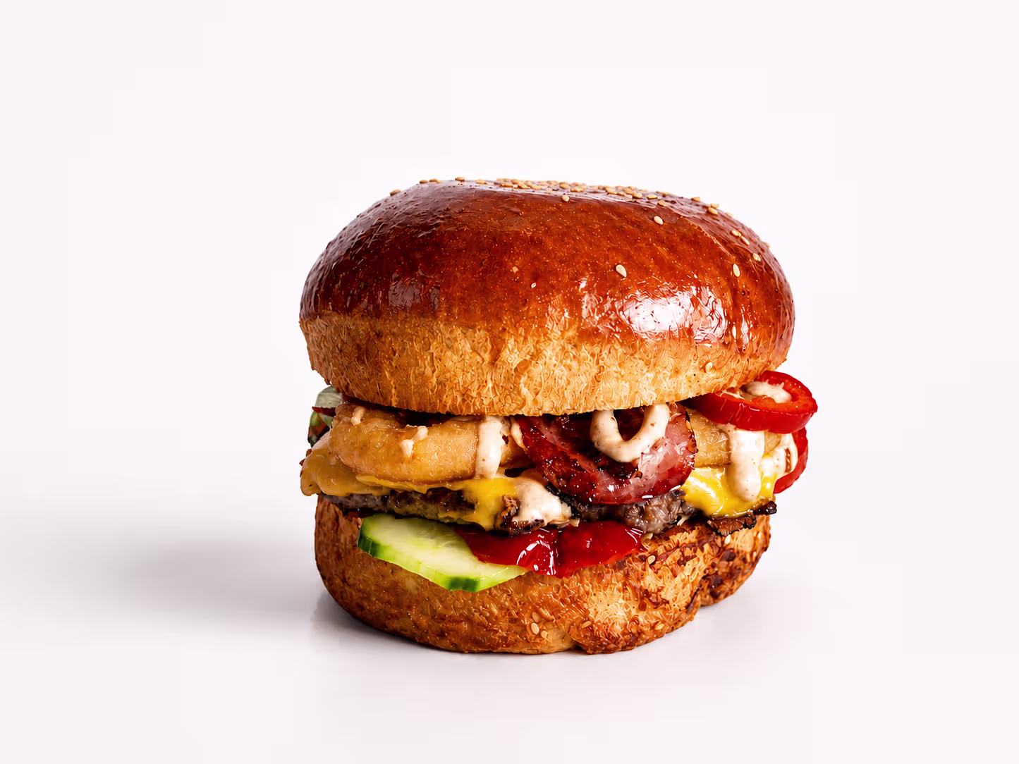 Fried Onion Bacon Cheese Burger, 140g